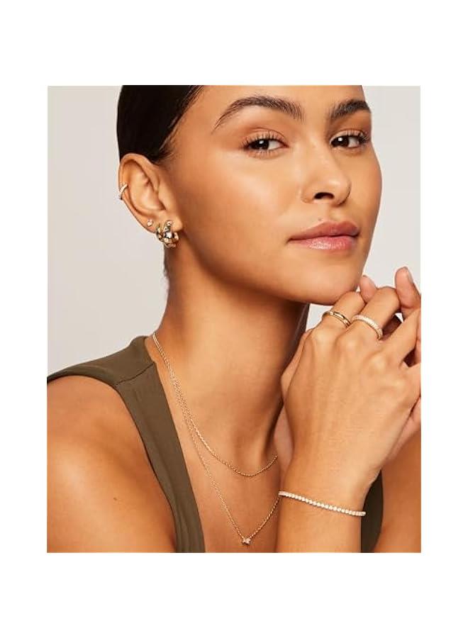 PAVOI 14K Gold Plated 925 Sterling Silver Posts Chunky Huggie Earrings for Women | Multi-Colored Cubic Zirconia Statement Hoop Earrings  - Image 4