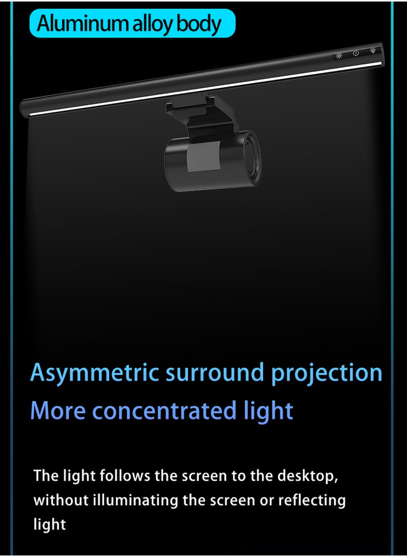 USB Powered Computer Monitor Laptop Lamp with RGB Backlight Eye-Care Dimming and Stereo Sound for Home Offices and Gaming Setups