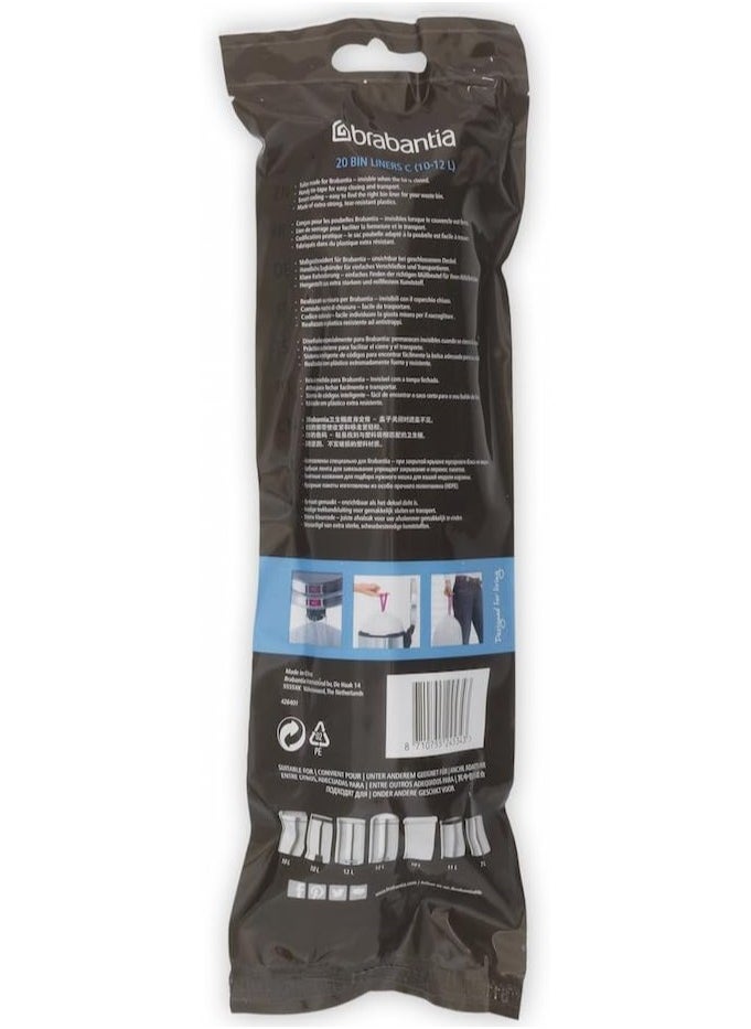 Brabantia Bin Liners, Size C, 10-12 L - 20 Bags