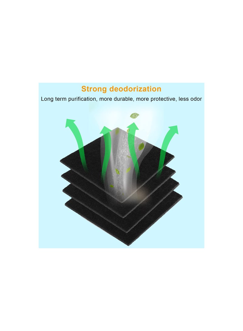 SYOSI فلتر قطة ليتربر فلتر قطن كاربون فلتر روائح فلتر ليتربر كاربون استبدال 10*11 سم فلاتر صندوق السماد لصواني قضاء الحاجة للقطط وصناديق قضاء الحاجة للقطط تحكم بالرائحة (أسود) (24 قطعة) - Image 4