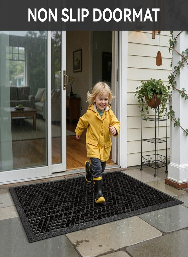 RESARE Front Door-Mat Outside Entrance, 36"x24" Rubber Doormat Non Slip Waterproof, All Weather Welcome Matt-Outdoor Dirt Trapper Mud Mat Heavy Duty Door-Mats for Garage, Entryway (Black) - Image 3