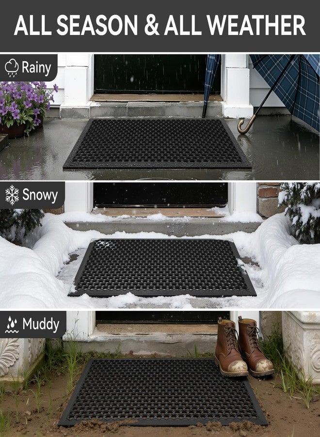 RESARE Front Door-Mat Outside Entrance, 36"x24" Rubber Doormat Non Slip Waterproof, All Weather Welcome Matt-Outdoor Dirt Trapper Mud Mat Heavy Duty Door-Mats for Garage, Entryway (Black) - Image 5