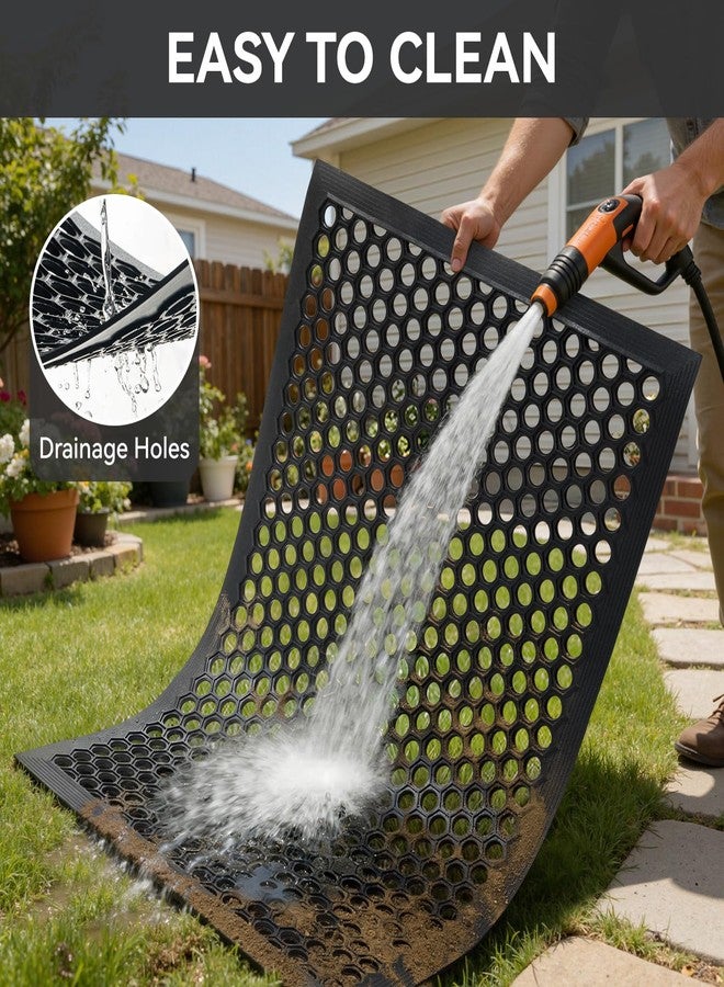 RESARE Front Door-Mat Outside Entrance, 36"x24" Rubber Doormat Non Slip Waterproof, All Weather Welcome Matt-Outdoor Dirt Trapper Mud Mat Heavy Duty Door-Mats for Garage, Entryway (Black) - Image 4