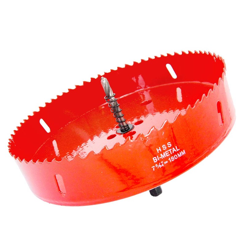 Laiwei Hole Saw Drill Bit HSS Hole Cutter with Arbor for Wood,PVC Board and Plasterboard(7-1/9"(180mm Hole Saw)) - Image 1