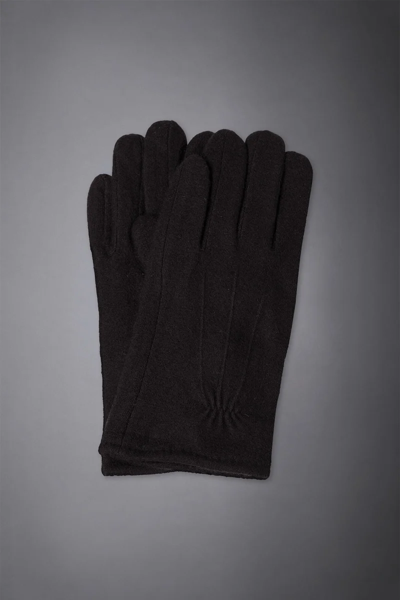 Men's solid coloured boiled wool glove with inner fleece - Bordeaux