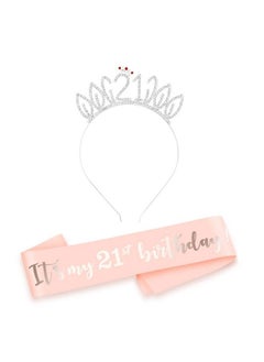 HOWAF Rose Gold 21St Birthday Sash Party Decoration It¡¯S My 21St Birthday Satin Sash And Tiara 21 Birthday Rhinestone Crown Headband Birthday Gift 21St Birthday Accessories For Girls Her Women  - Image 1