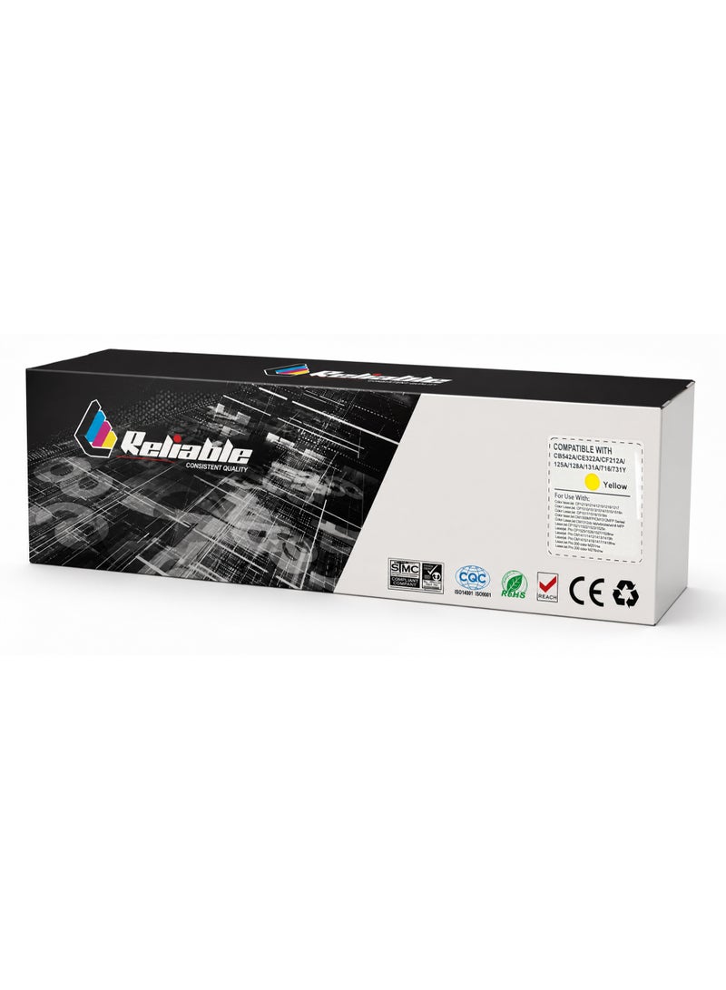 Reliable CB542A (125A) Yellow Toner Cartridge for HP Color LaserJet CP1513 Printer - Image 1