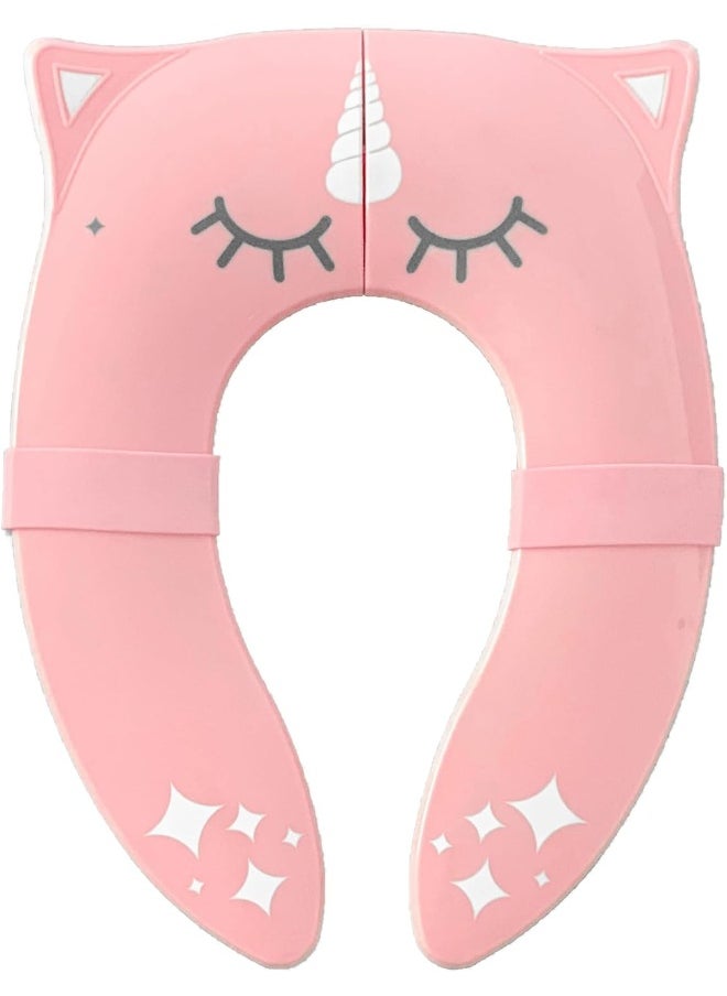 hippypotamus Hippypotamus Travel Potty Seat for Toddler - Pink Unicorn - Folding Potty Training Seat - Portable Toilet Seat Cover for Baby & Kids  - Image 1