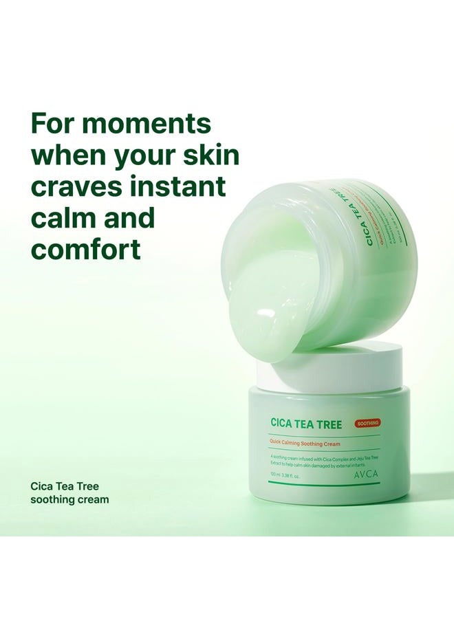 Avca Quick Calming Cica Tea Tree Cream 100ml(3.38 fl. oz) – Soothing Moisturizer for Sensitive, Redness-Prone Skin, Lightweight Hydrating Gel, K-Beauty - Image 2
