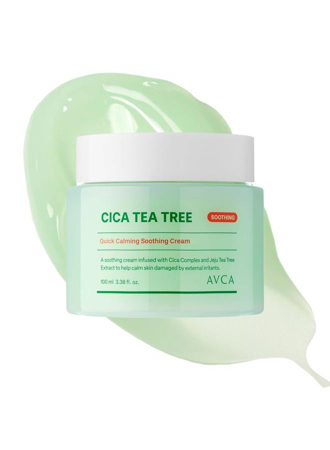Avca Quick Calming Cica Tea Tree Cream 100ml(3.38 fl. oz) – Soothing Moisturizer for Sensitive, Redness-Prone Skin, Lightweight Hydrating Gel, K-Beauty - Image 1