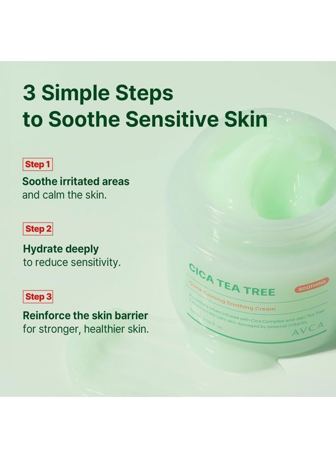 Avca Quick Calming Cica Tea Tree Cream 100ml(3.38 fl. oz) – Soothing Moisturizer for Sensitive, Redness-Prone Skin, Lightweight Hydrating Gel, K-Beauty - Image 4