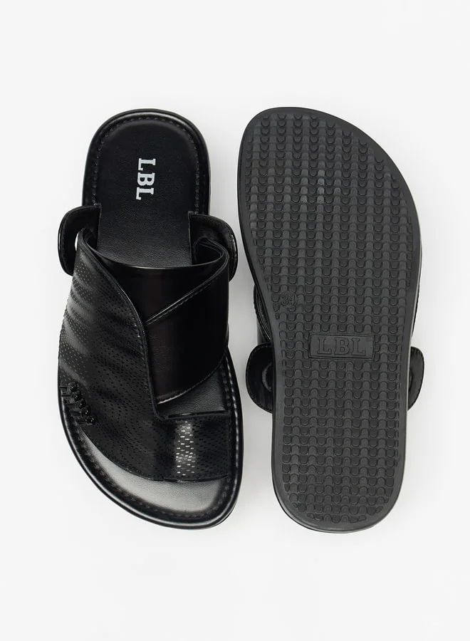 LBL by Shoexpress Boys Textured Slip-On Arabic Sandals with Toe Loop Closure