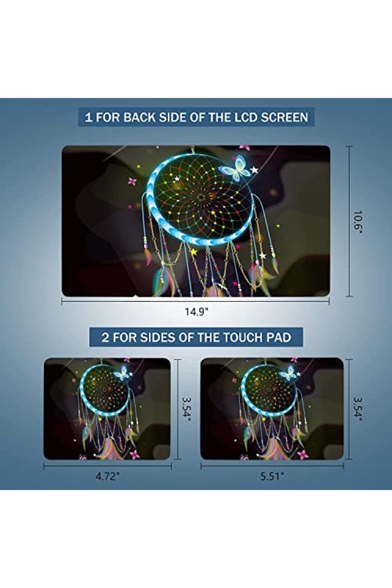 AORTDES 13.3 14 15.4 15.6 Inches Laptop Skin Sticker Universal Netbook Skin Sticker Reusable Notebook Art Protector, Colorful Dreamcatcher and Butterfly - Image 4