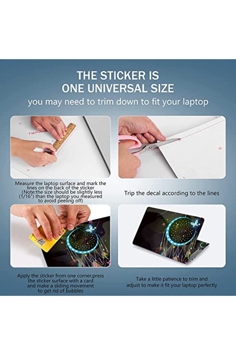 AORTDES 13.3 14 15.4 15.6 Inches Laptop Skin Sticker Universal Netbook Skin Sticker Reusable Notebook Art Protector, Colorful Dreamcatcher and Butterfly - Image 3