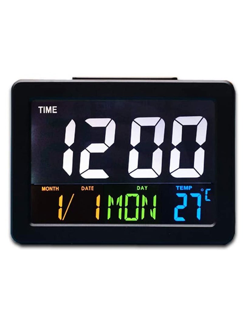 Crony LED Digital Desk Clock - Bedside Large Screen LED Alarm Clock with Date, Temperature | black  - Image 1