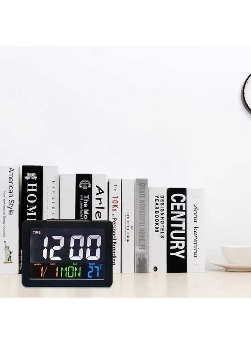 Crony LED Digital Desk Clock - Bedside Large Screen LED Alarm Clock with Date, Temperature | black  - Image 4