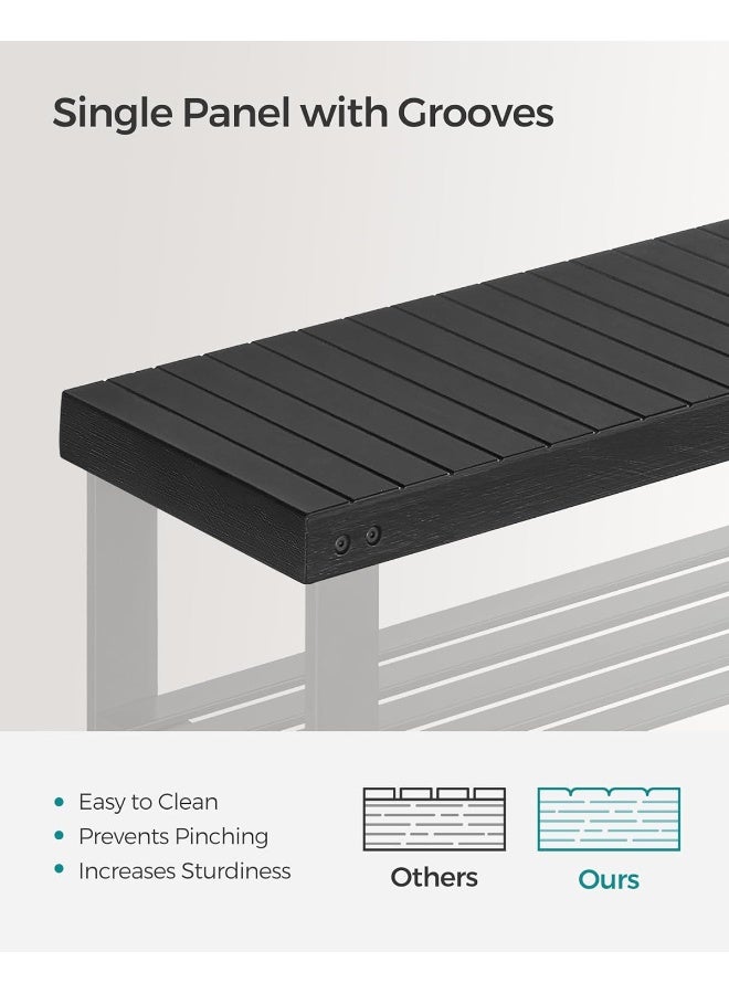 سونمجز مقعد ورف أحذية SONGMICS، منظّم أحذية من الخيزران بثلاثة طوابق، مقعد للمدخل، يتحمل حتى 129.7 كجم، 28.7 × 89.9 × 45.2 سم، مناسب للمدخل والحمّام وغرفة النوم، باللون الأسود الحبري - Image 5