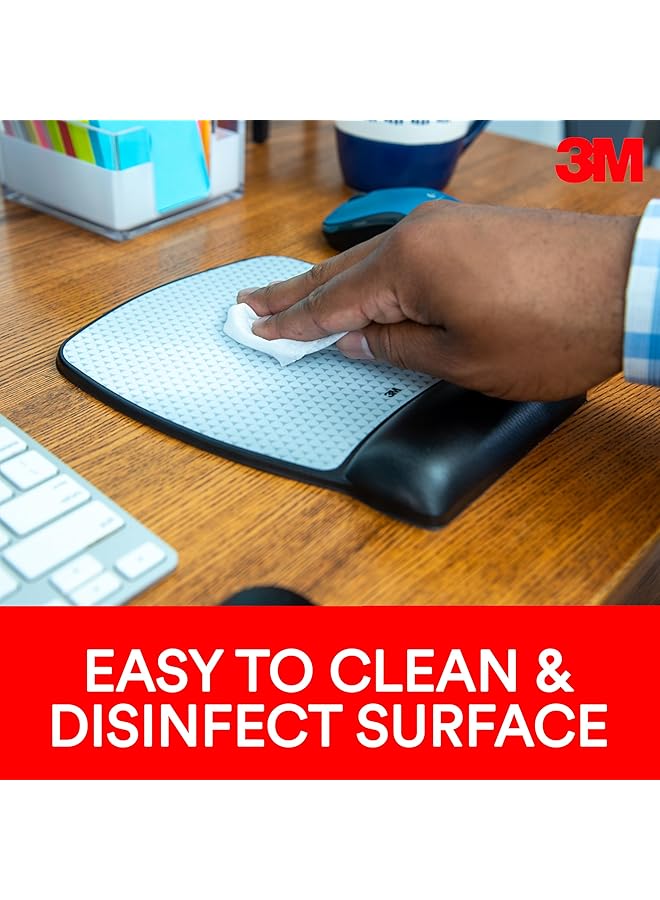3M Precise Mouse Pad With Gel Wrist Rest Soothing Gel Comfort With Durable Easy To Clean Leatherette Cover Optical Mouse Performance And Battery Saving Design 9.2 Inch X 8.7 Inch Black Mw310Le - Image 4