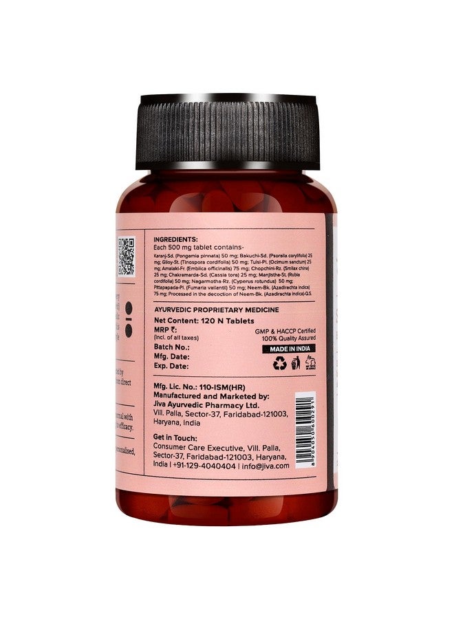 Jiva Skin-Fit Tablets 500gm | 100% Ayurvedic Formula Purifies Blood | Improves Skin Health & Complexion | Alleviates Kapha & Pitta & Strengthens Immune System- 120 Tablet (Pack of 2) - Image 4