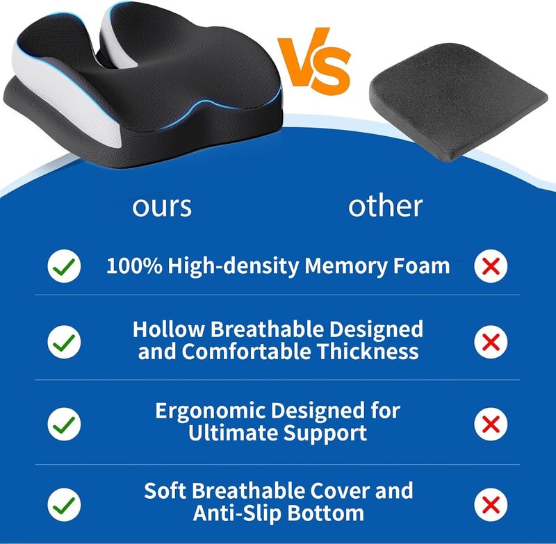 Pomefar Large Seat Cushion Office Chair Cushions,Memory Foam Pressure Relief Coccyx Cushion for Tailbone Pain,Cushion Pillow for Back Support Non-Slip Chair Pad for Office Chair, Car Seat, Wheelchair - Image 5