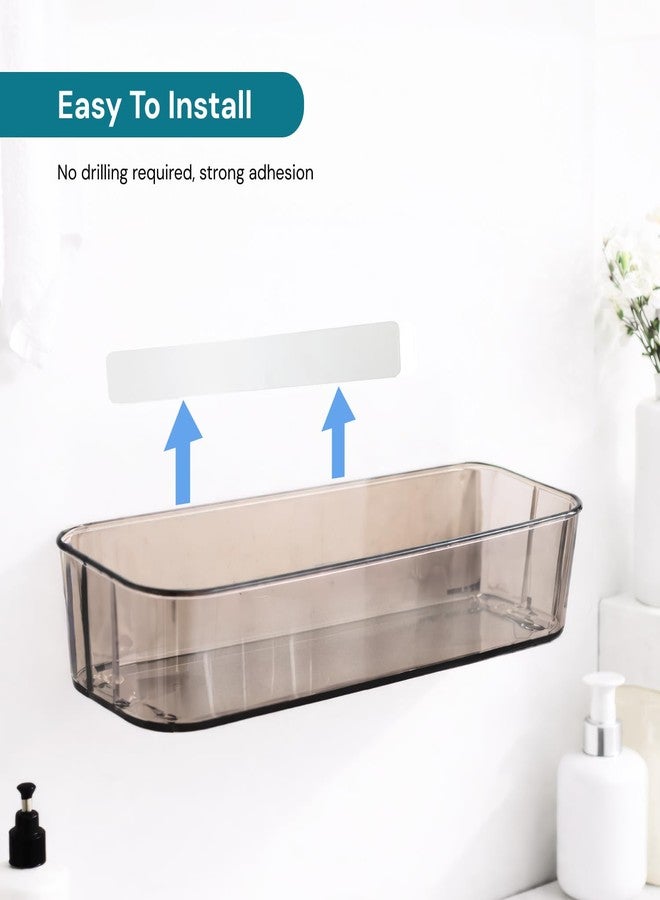 MIORAH Self Adhesive Wall Mounted Makeup Organizer | Transparent Plastic Cosmetic Storage Box for Bathroom & Vanity | No Drill Beauty Organiser for Women - Image 4