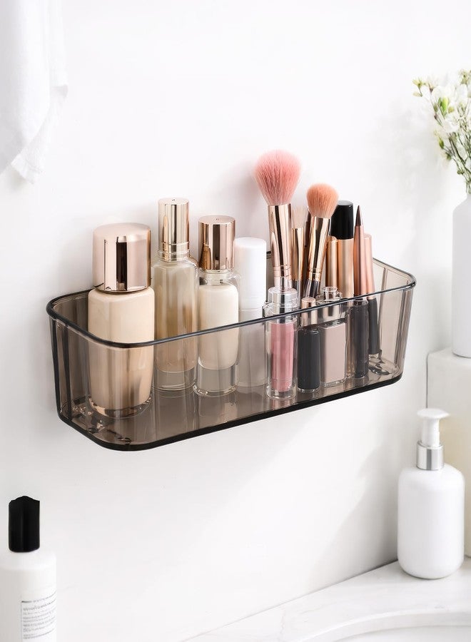 MIORAH Self Adhesive Wall Mounted Makeup Organizer | Transparent Plastic Cosmetic Storage Box for Bathroom & Vanity | No Drill Beauty Organiser for Women - Image 1
