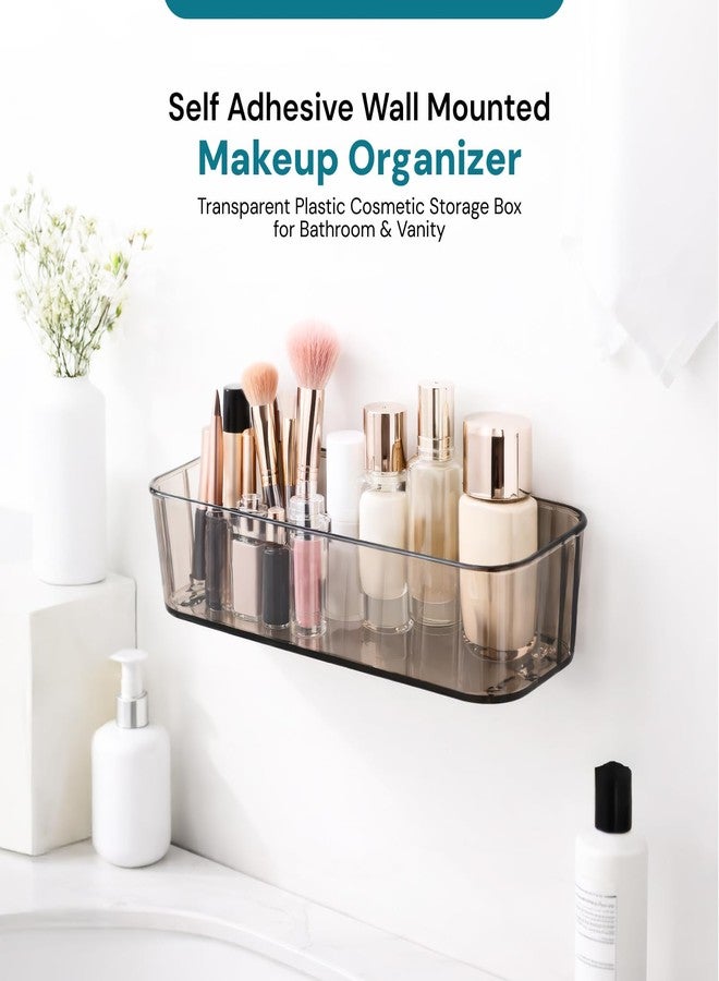MIORAH Self Adhesive Wall Mounted Makeup Organizer | Transparent Plastic Cosmetic Storage Box for Bathroom & Vanity | No Drill Beauty Organiser for Women - Image 3