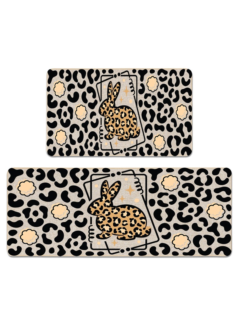 2 PCS Kitchen Floor Mats Rugs Set, Cushion Floor Carpet, Waterproof, Oil Resistant and Anti-Fatigue PU Standing Mat for Kitchen, Floor, Office, Sink, Laundry 45*75CM+45*120CM - Image 1