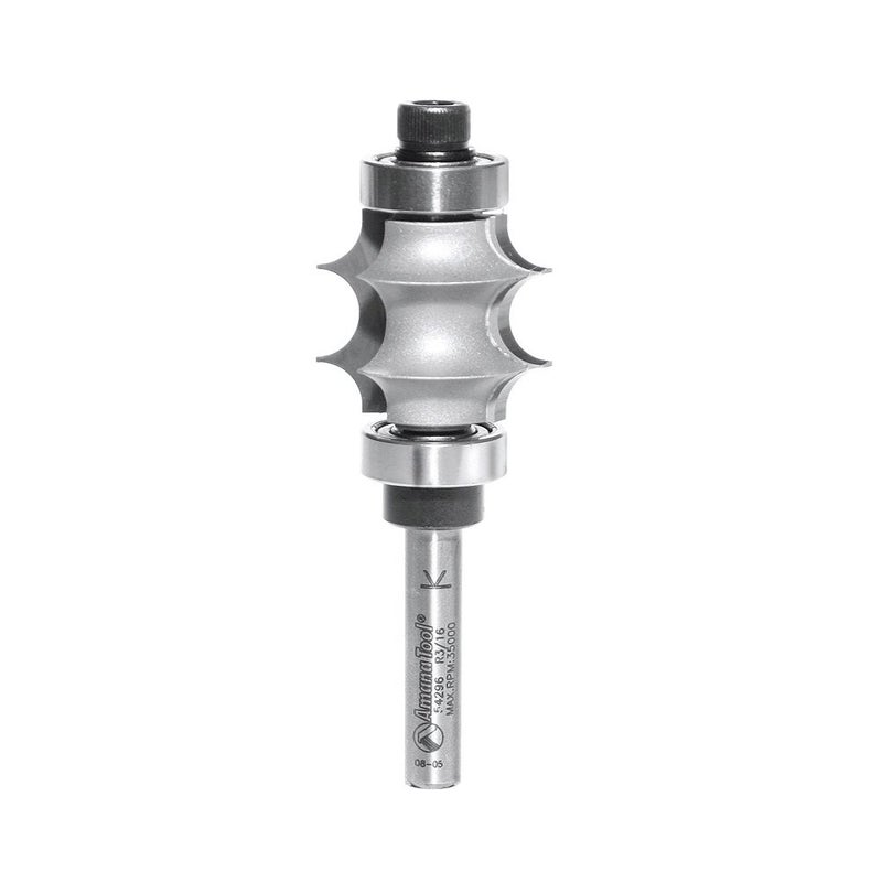 Amana Tool 54296 MultiEdge Beading Guides 2Flute Carbide Tipped Router Bit with Double Ball Bearing 14Inch Shank