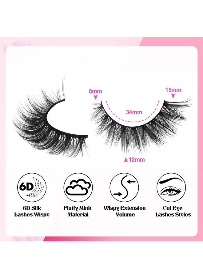 wiwoseo Wispy Lashes Natural Look False Eyelashes with Lash Glue Cat Eye Lashes Kit Lashes Extension with Eyelash Glue Short Mink Lashes Pack, 7 Pairs with Clear Lash Glue by wiwoseo - Image 3