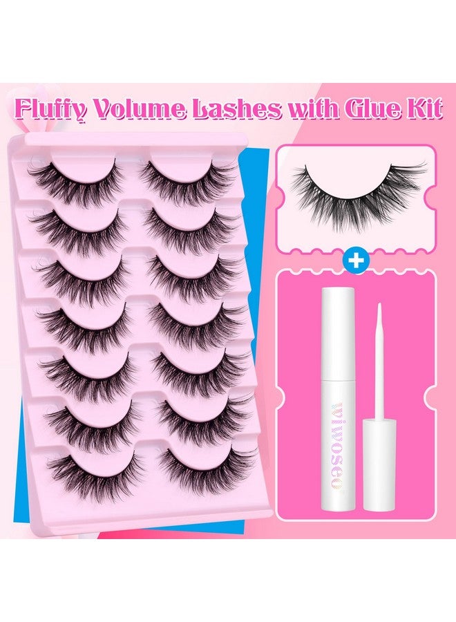 wiwoseo Wispy Lashes Natural Look False Eyelashes with Lash Glue Cat Eye Lashes Kit Lashes Extension with Eyelash Glue Short Mink Lashes Pack, 7 Pairs with Clear Lash Glue by wiwoseo - Image 2