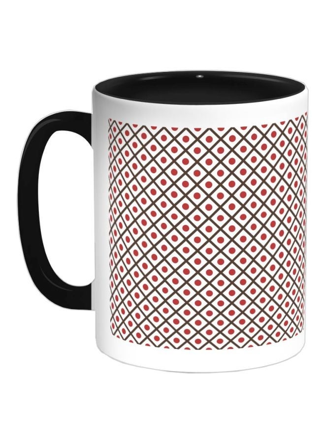RYN Circles And Squares Printed Coffee Mug Black/White/Red 325ml