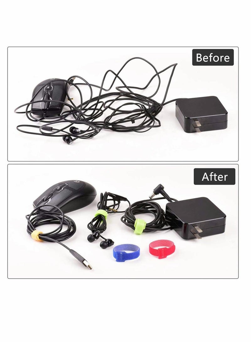 Loquat 80 PCs Reusable Fastening Cable Ties, Multi Purpose Hook Loop Cable Straps Wire Ties Management, Adjustable Multicoloured Cords Organizer for Computer, Laptop, TV, Electronics - Image 5