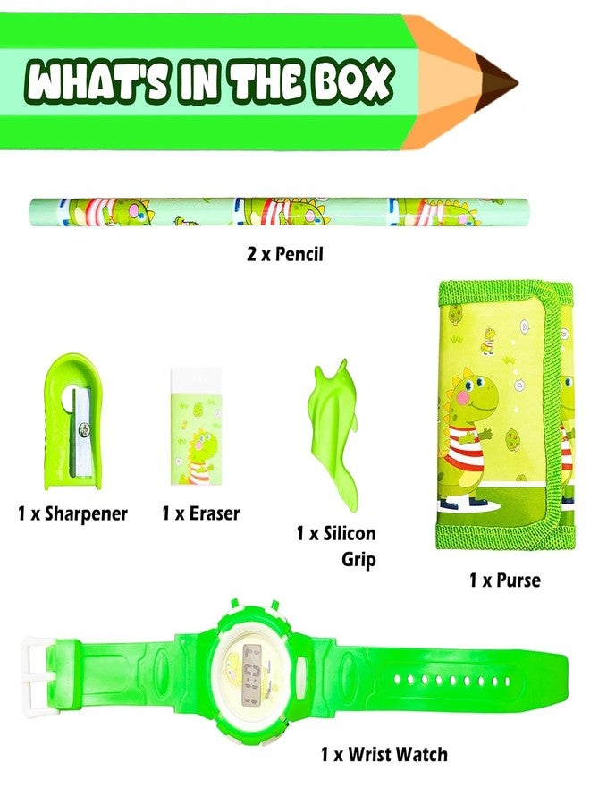 Case Creation 7 Item Cute Stationery Gift Set with School Supply Kit, Digital Watch, Wallet Birthday Return Gift for Kids 6-12 Boys Girls Assorted Color Design As Per Stock (Pack of 10) - Image 2