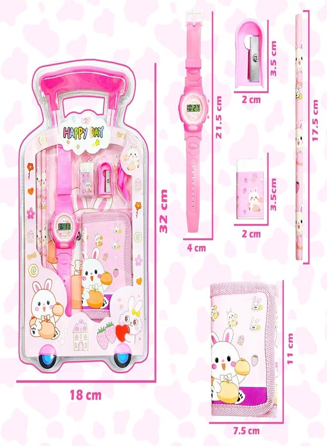 Case Creation 7 Item Cute Stationery Gift Set with School Supply Kit, Digital Watch, Wallet Birthday Return Gift for Kids 6-12 Boys Girls Assorted Color Design As Per Stock (Pack of 10) - Image 3