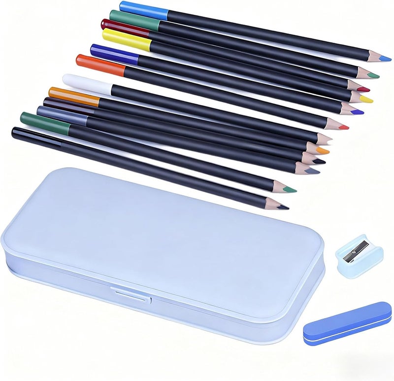 YHomU Pottery Underglaze Pencils, 12 Vivid Colors, Sharpener, Sponge Included, 7.1 In/18 Cm, Fired 2156-2408 ℉, Ceramic Glaze Drawing Tools - Image 1