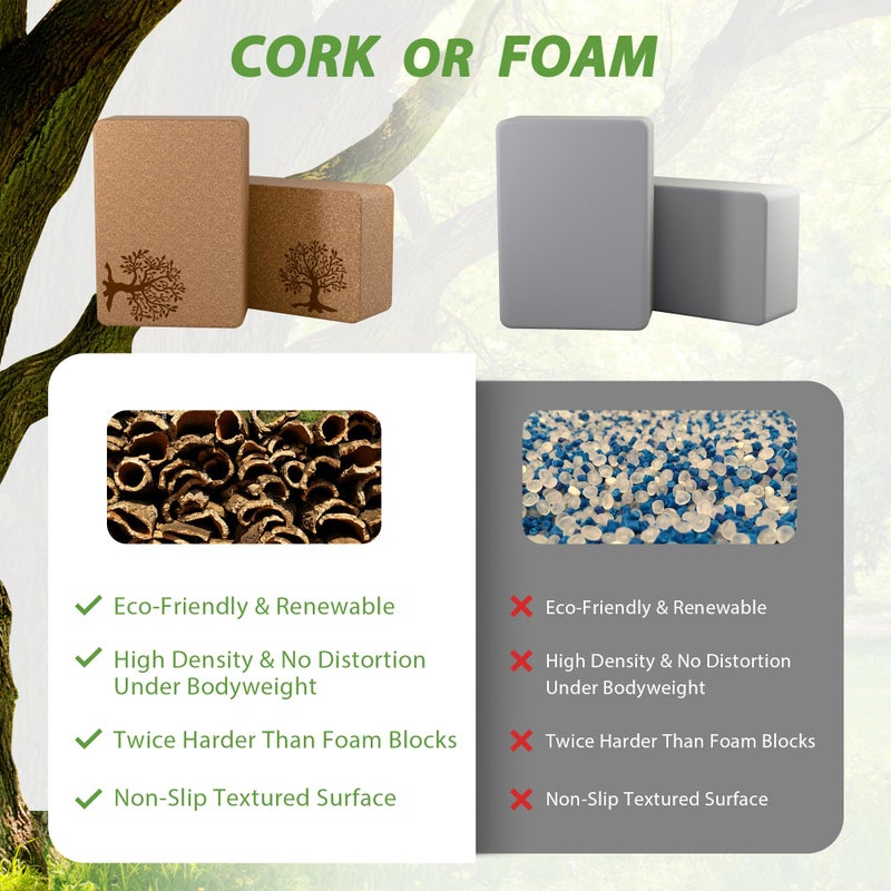 TSYPAIRS Cork Yoga Blocks 2 Pack Set, Natural Cork Soft Non-Slip Yoga Blocks, High Density & Eco Friendly Yoga Accessories for Women| Men, Ideal for Yoga, Pilates, Stretching and Toning - Image 5