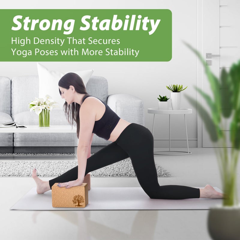 TSYPAIRS Cork Yoga Blocks 2 Pack Set, Natural Cork Soft Non-Slip Yoga Blocks, High Density & Eco Friendly Yoga Accessories for Women| Men, Ideal for Yoga, Pilates, Stretching and Toning - Image 3