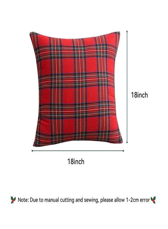 Softalker Christmas Pillow Cover 18x18 Set of 4 - Red Tartan Checkered Throw Pillow Cover, Farmhouse Buffalo Plaid Xmas Decorative Cushion Case for Couch Sofa, Christmas Holiday Decor - Image 5