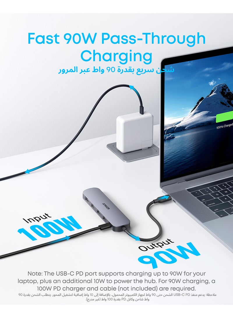 Anker USB-C Hub (5-in-1), 4K@30Hz HDMI with 100W Max Power Delivery, USB-C and USB-A Data Ports, Compact and Stylish for MacBook, Dell XPS, and More (Charger Not Included) - Image 3