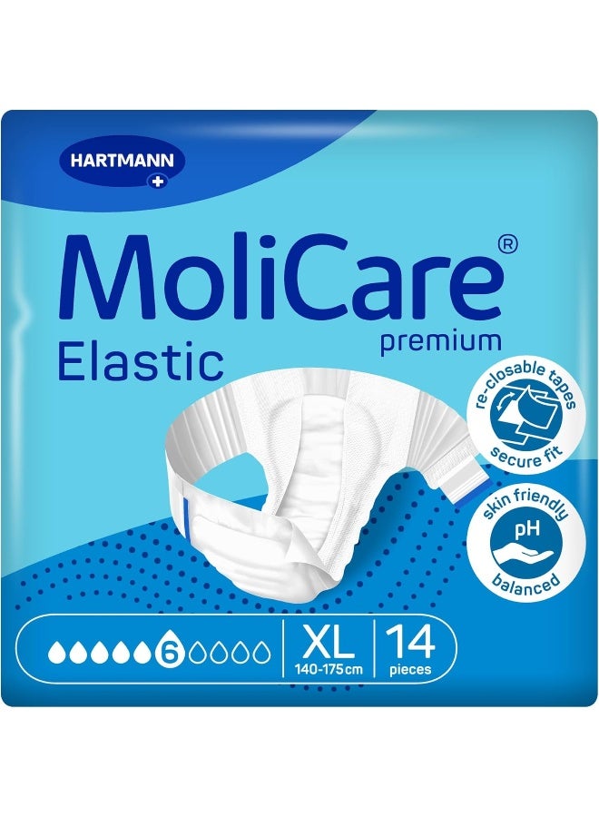 Molicare Premium 6 Drops Elastic 14 Pack, X-Large, Blue - Image 1