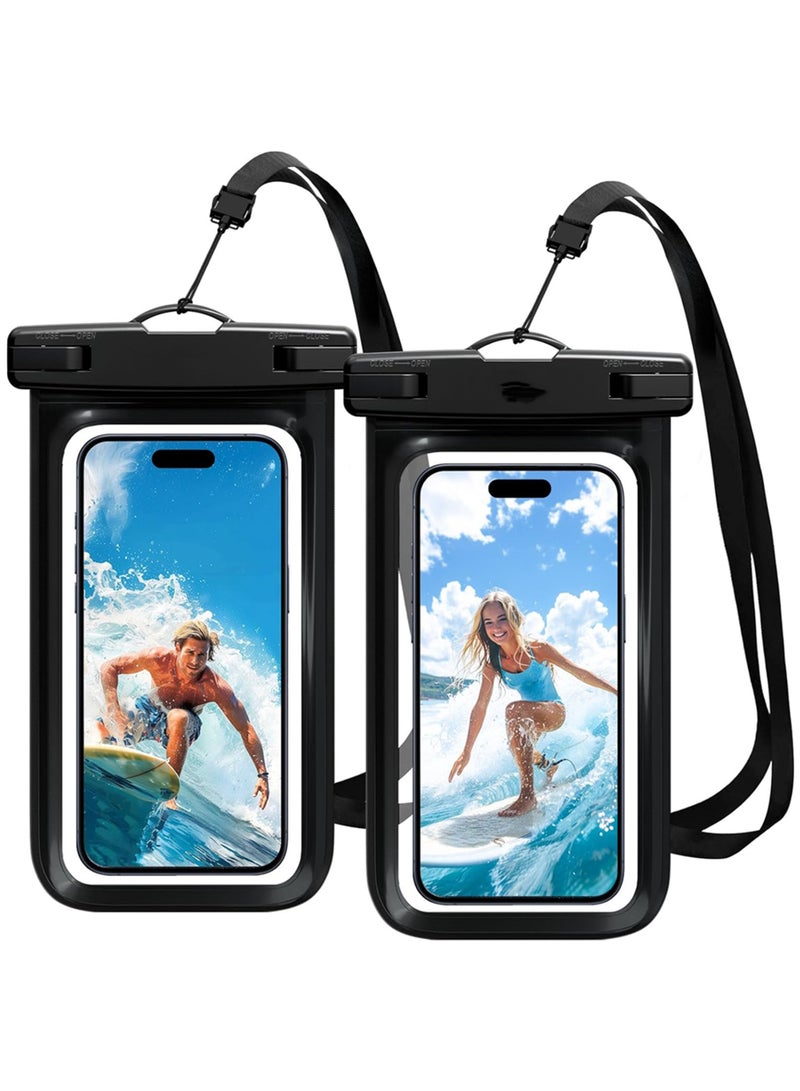 Rock Pow Waterproof Phone Pouch Universal Waterproof Case Dry Bag for iPhone 14 13 12 11 Pro Max Plus XS XR X 8 Galaxy S22 S21 S20 Pixel Up to 7 in  IPX8 Underwater Phone Protector 2 Pack - Image 1