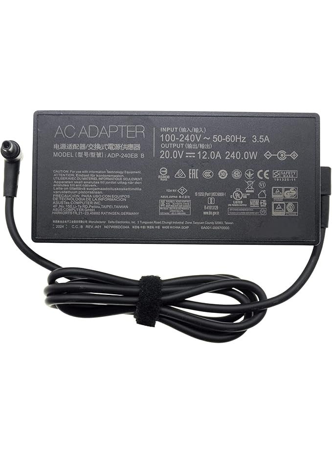 Terabyte 20V 12A 240W ADP-240EB B Charger Adapter Compatible for ASUS ROG Strix G15 G513QM G17 G713QM G713QR ROG Strix SCAR 15 G533 17 G733 ROG Zephyrus M16 GU603 Laptop Power Supply, black - Image 1