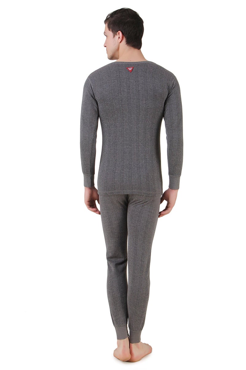 HAP Quilted Thermal Set V Neck Top + Trouser | Body Warmer | Cosy Winter Innerwear for Man, Extra Small (Dark Grey) - Image 5