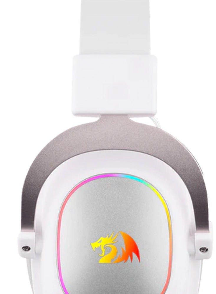 ريدراجون سماعة الألعاب H510 زيوس-X RGB البيضاء السلكية - صوت محيطي 7.1 - محركات صوت 53 مم في وسادات أذن من رغوة الذاكرة مع غطاء قماش متين - سماعة متعددة المنصات - تعمل بالطاقة عبر USB للكمبيوتر/PS4/NS - Image 2