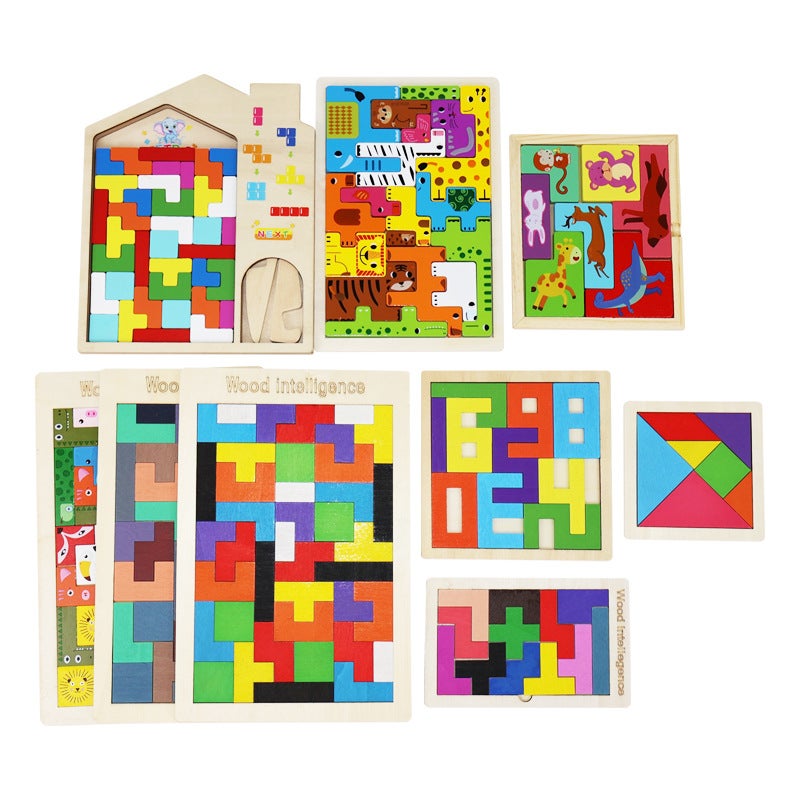 Factory Wooden Early Education Boys And Girls Accumulates Tetris Jigsaw Puzzle 3456-Year-Old Children'S Educational Toys - Image 2