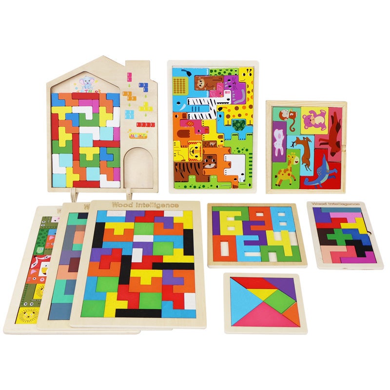 Factory Wooden Early Education Boys And Girls Accumulates Tetris Jigsaw Puzzle 3456-Year-Old Children'S Educational Toys - Image 3