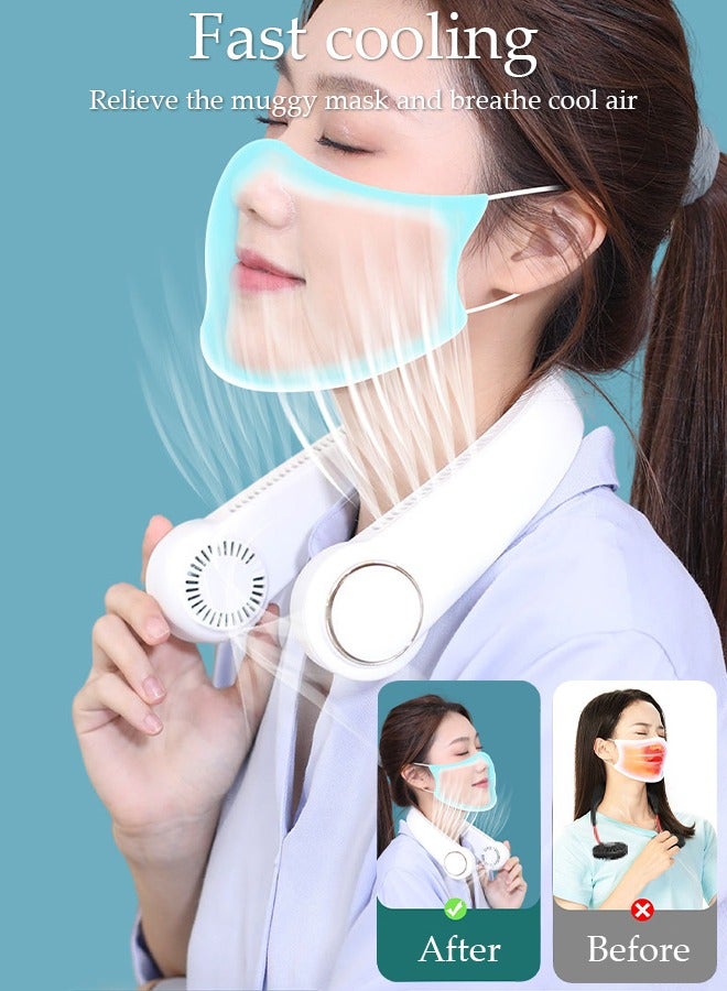 Portable Neck Fan, Hands Free Bladeless Neck Fan, 3 Speeds Adjustable USB Rechargeable Battery Powered Personal Neck Fan for Office, Travel, Sports, Household, Outdoor