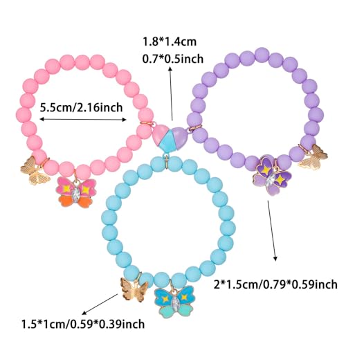 COLORFUL BLING BFF Bracelet for 3,Mother Daughter Bracelets Set,Cross Butterfly Heart Charm Bracelet for Women Men,Love Heart Matching Strand Bracelets Friendship Jewelry Gifts ﻿-Style 5 - Image 5