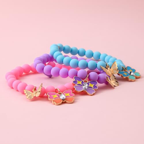 COLORFUL BLING BFF Bracelet for 3,Mother Daughter Bracelets Set,Cross Butterfly Heart Charm Bracelet for Women Men,Love Heart Matching Strand Bracelets Friendship Jewelry Gifts ﻿-Style 5 - Image 4